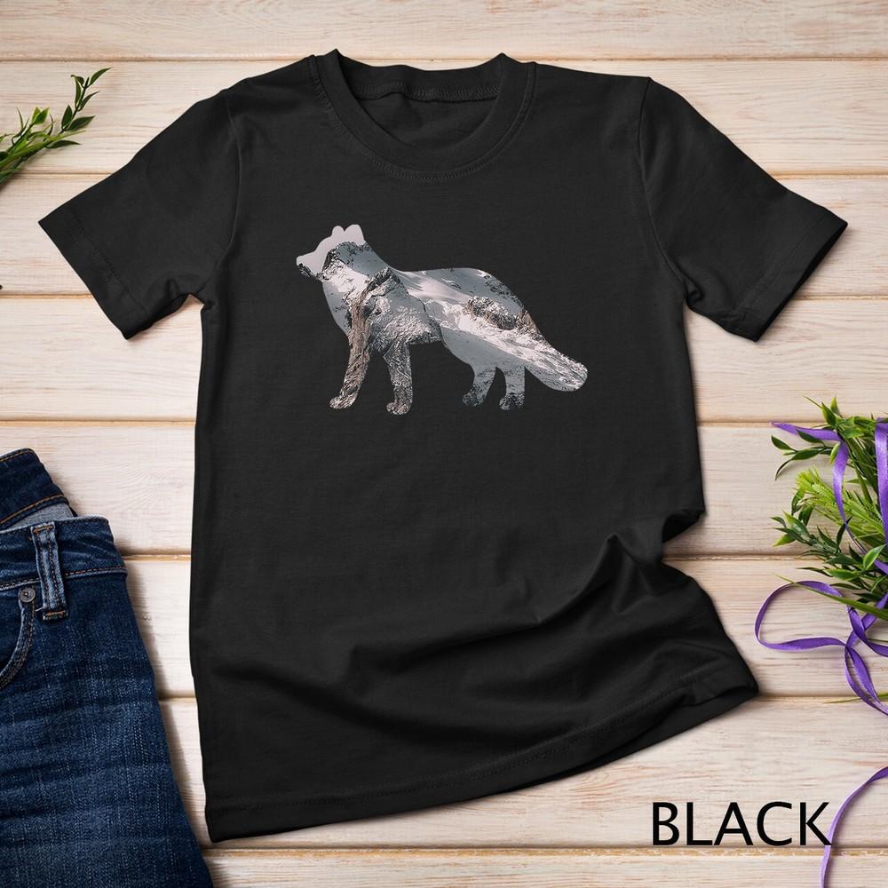 Arctic Fox Colorful Design with Landscape - Animal Print Unisex T-shirt