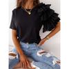 T-shirt da donna 2026 Estate Manica Corta con Volant Girocollo Semplice ed Elegante