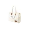 Bally French Commuter Logo Print Detail Fabric And Leather Tote Bag Women Tote Bags Off-White 6301346