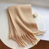 Winter new solid color versatile thickened scarf mohair fringed soft waxy warm student scarf women