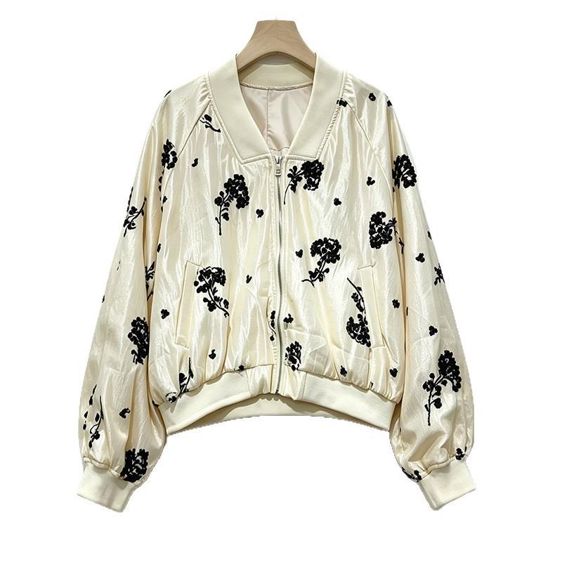 Womens Vintage French Beaded Embroidered Denim Jacket 2026 Street Style Short Coat