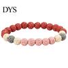 Elastic Rock Beaded Bracelet Obsidian Stone for Men Women, Colorful Beads Dopamine Color Wristband Stackable Stretch Bracelet, Aromatherapy