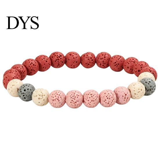 Elastic Rock Beaded Bracelet Obsidian Stone for Men Women, Colorful Beads Dopamine Color Wristband Stackable Stretch Bracelet, Aromatherapy