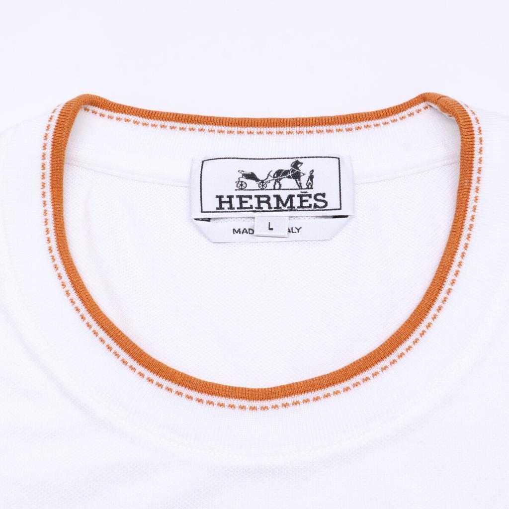 Hermes 467990HA Steppstich Baumwoll-Oberteile L weiß Gebraucht