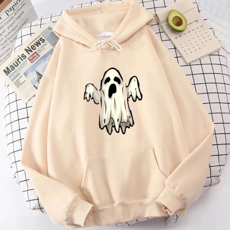 Felpa con Cappuccio Fantasma di Halloween da Donna Grafica Fantasma Cartone Animato Spettrale Stampa Donna Streetwear Felpa Neutra Donna Manica Lunga Top Divertente