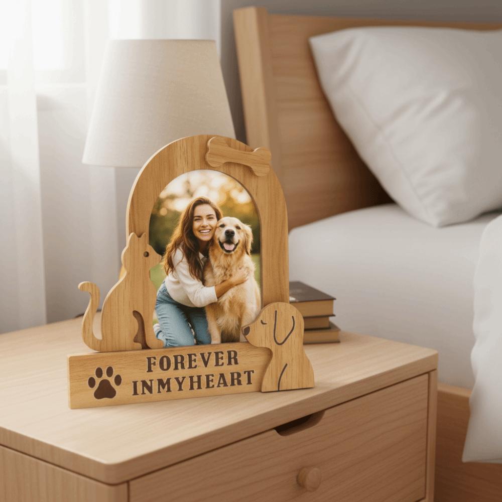 Wood Pet Photo Frame Dog/Cat Shape Photo Album Frame Cat Keepsake Frame  Home Decor
