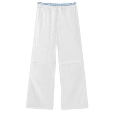 Semir Women's Summer Lace Color-Block Wide-Leg Cool-Feel Pants
