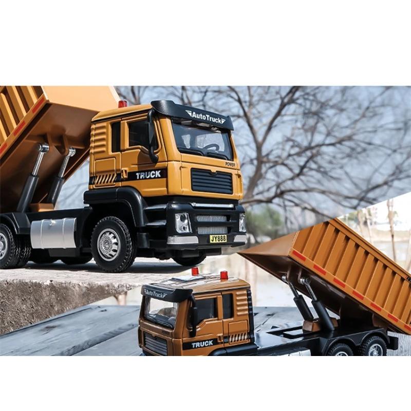 1/50 City Heavy Tipper Truck Model Diecasts Metal Toy Slag Coal Mine Transport Vehicles Car Model Sound and Light Childrens Gift