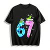 Fun Dessert Style 67 Print Short Sleeve Casual Tee For Men Women Pure Cotton T-shirt