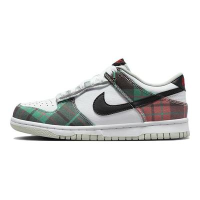 Dunk Low SE GS Tartan Plaid Çocuk Spor Ayakkabı Beyaz Üniversite-Kırmızı Siyah DV8919-100