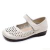 Genuine Leather Sandals Hollow Women 2025 New Model Summer Large Size Wedges Heel Shoes Comfort Women Soft Casual Sandals