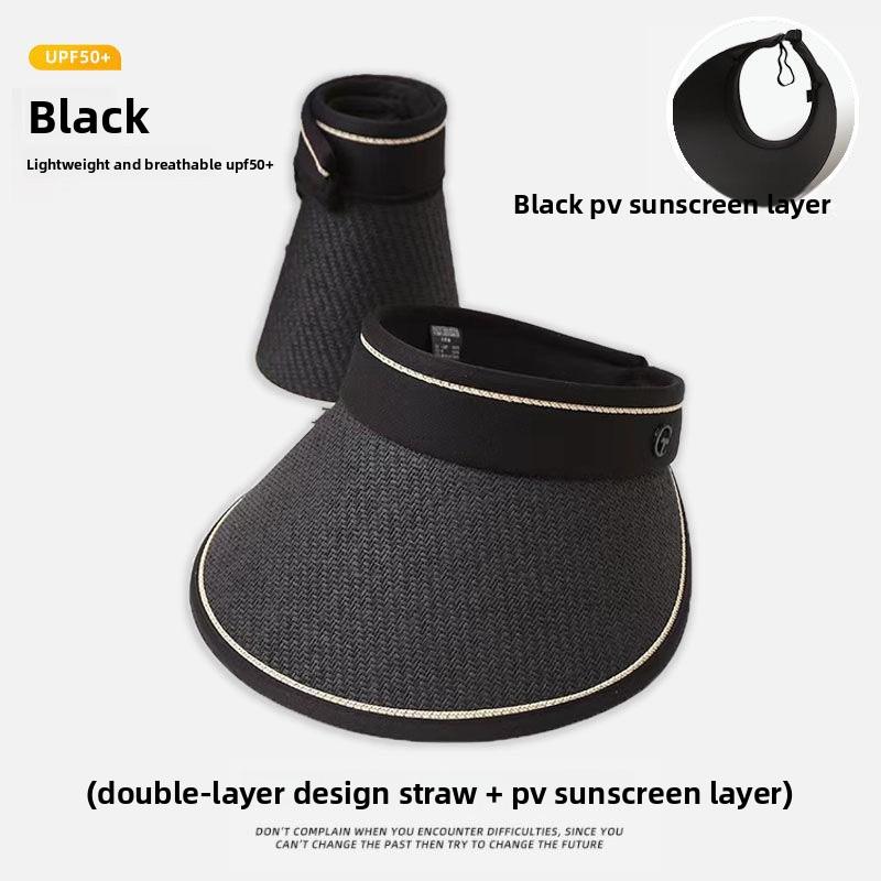 Women's Summer Empty Top Sun Hat Large Brim UV Protection Visor Cap for Outdoor Cycling