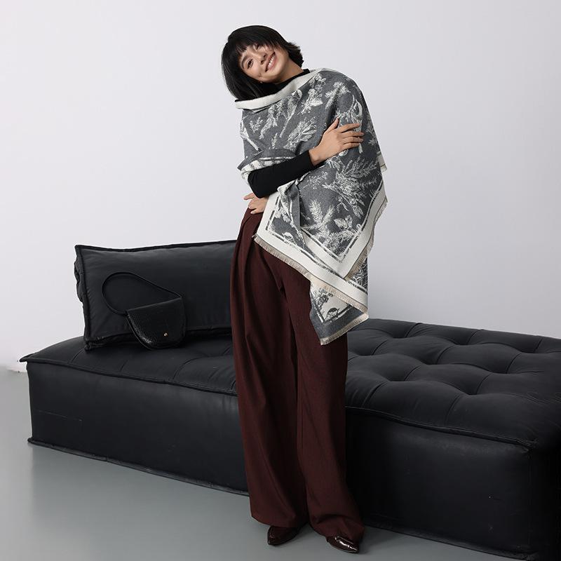 Schicker doppelseitiger Blumenschal für Damen - Kuschelig & warm, Perfekt für Winterausflüge Halswickel oder Schal für lässige & formelle Outfits