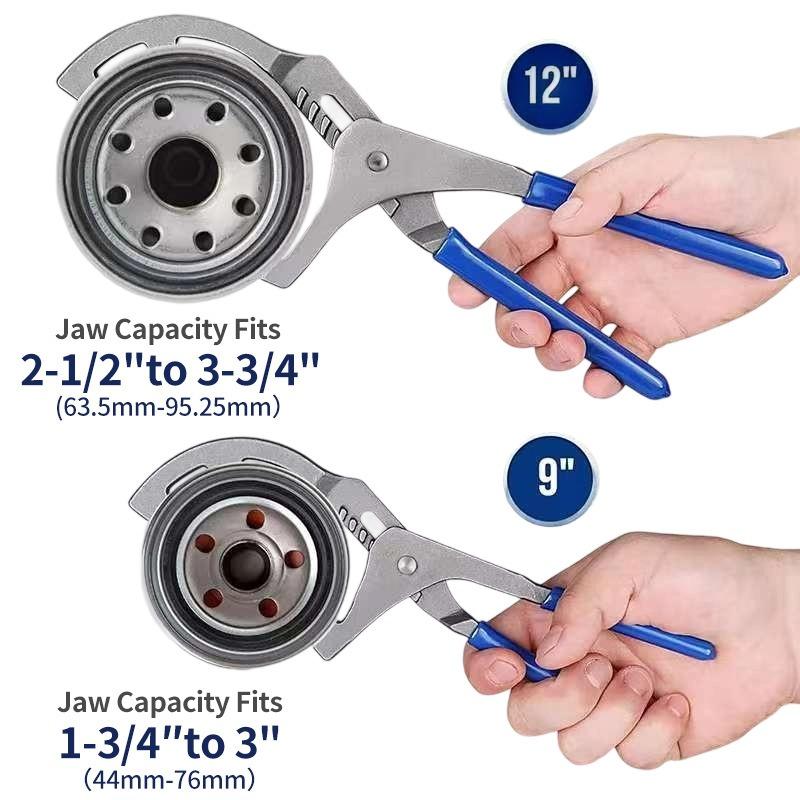 1pcs 9/12" Oil Filter Steel Filter Removal Tool Oil Filter Pliers Clamp Type Wrench Adjustable Hand Tools
