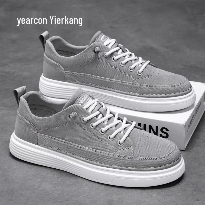 Yierkang Men s Summer Breathable Fabric Upper Casual Lace-Up Shoes 44
