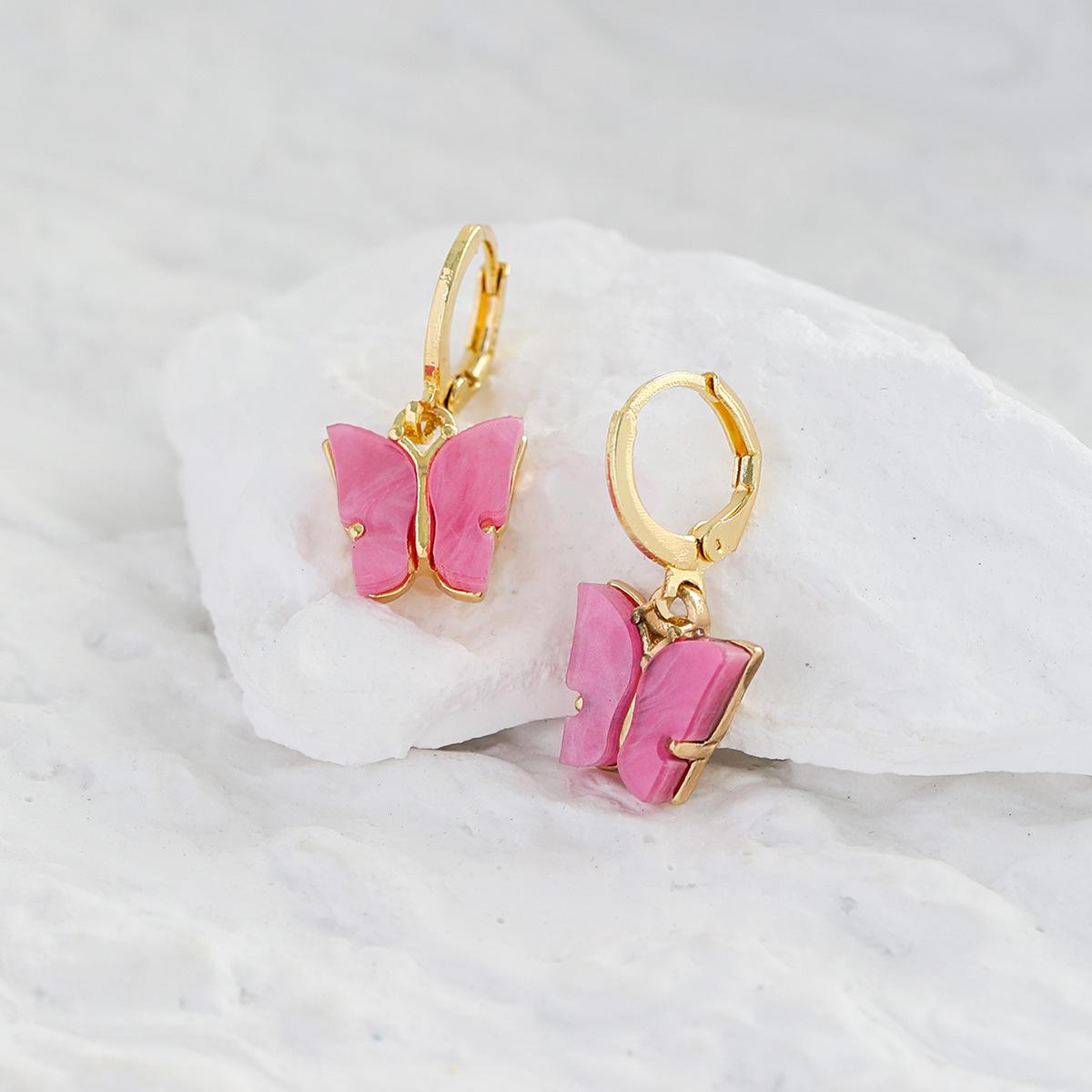 

Fashionable Trendy Butterfly Earrings Geometric Design For Women Material Alloy рожевий