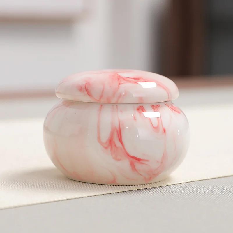 

Мини-баночка для хранения крокусов, мраморная керамическая банка для чая, коробка для бальзама, флакончик для косметического крема, аксессуары для украшения чайного стола, керамическая банка 45ML