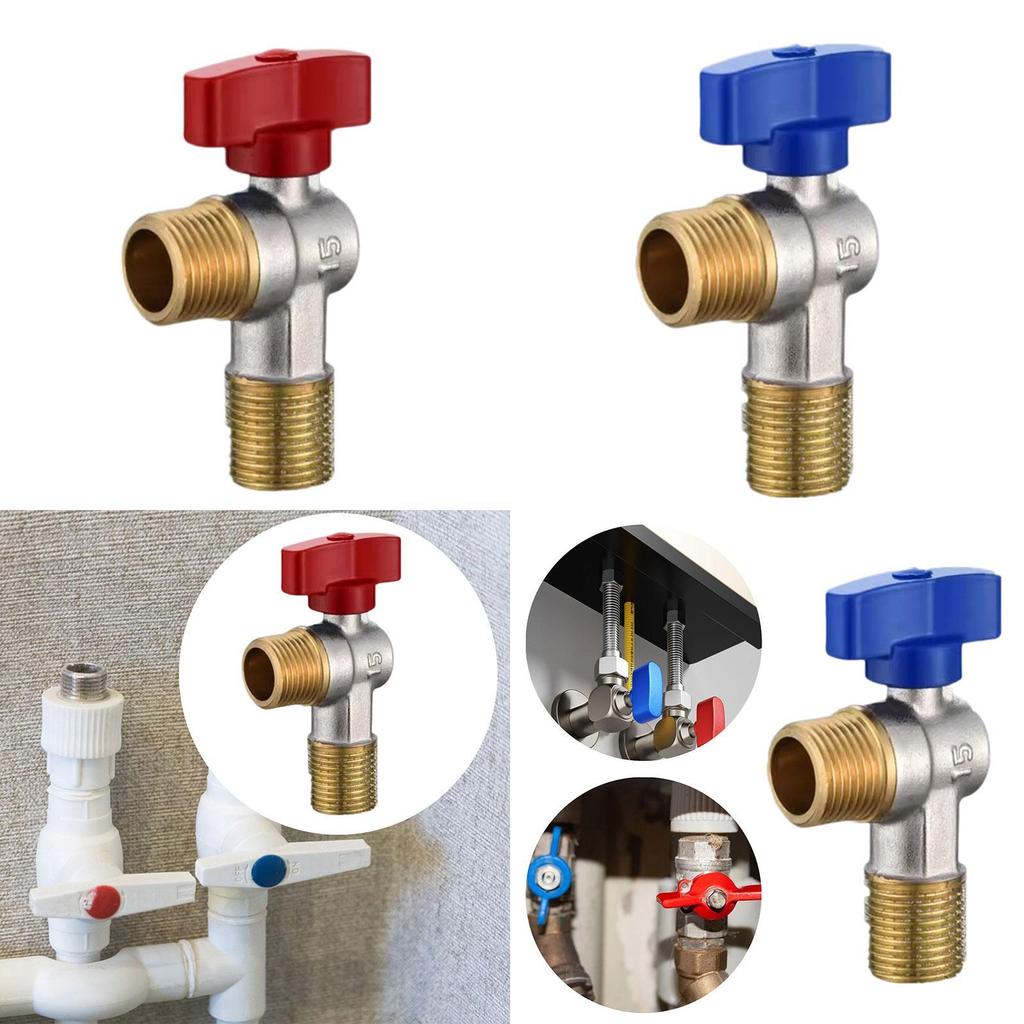 Angle Stop Valve 1/2'' Hot Cold Water Brass 1/4 Turn Shut Off Valve Flow Control Valve for Toilet Heater Kitchen Faucet Bathroom