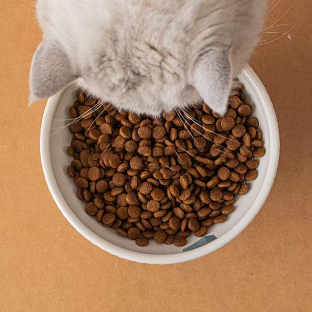 Cartoon Ceramic Cat Bowl Cute Dog Food Feeding Basin Pet High Foot Bowl Water Container