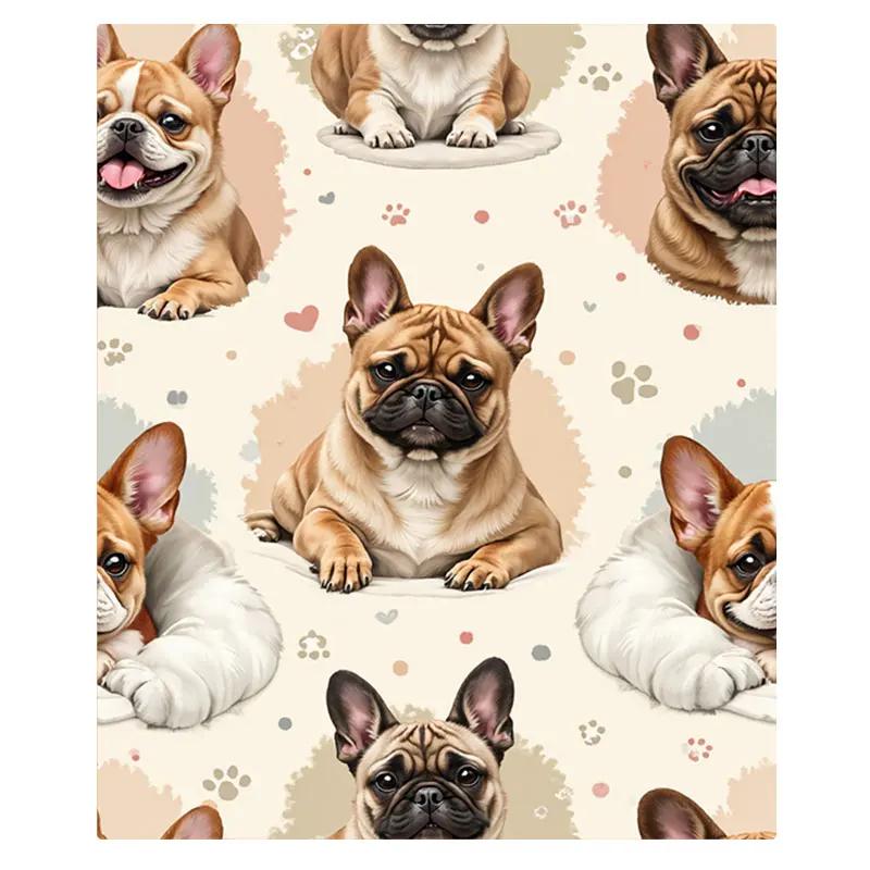 1PC Flannel Blanket – Cute French Bulldog Print, Soft Cozy Throw for Home Decor, Couch, Bed, All-Season Use
