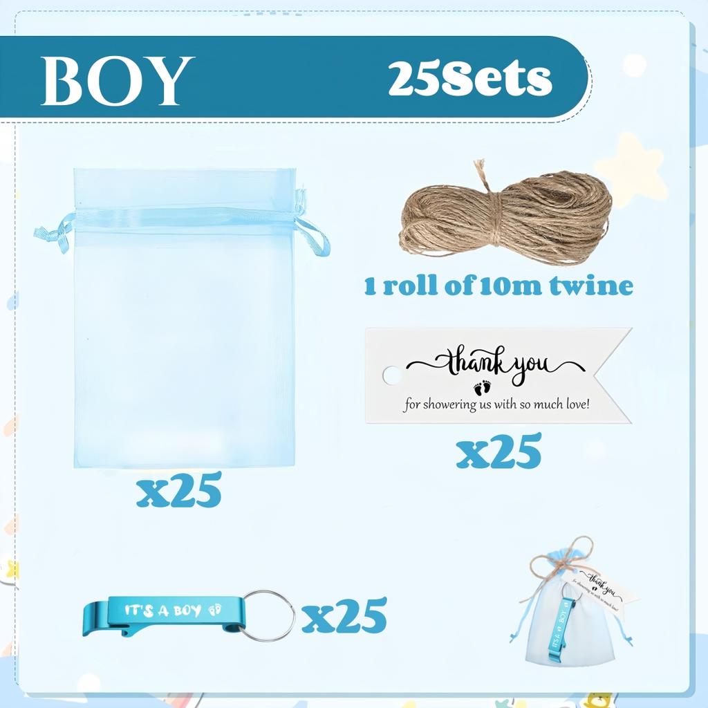 25-100Sets Bottle Openers Keychain Baby Shower Return Favors for Guest Boy Girl Thank You Gifts for Gender Reveal Party Souvenir