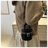 Faux Leather Bucket Bag for Women Trendy Chain Handle Crossbody Handbag