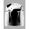 Trendy Patchwork Long Sleeve T-Shirt - Irregular Black, White And Grey Patchwork Design, Sharp Lines, Trendy And Cool Style