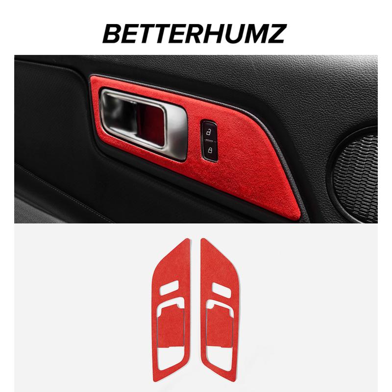 Make of Alcantara Betterhumz For Ford Mustang 2015- Auto Door Bowl Handle Trim Sticker Tuning Decor Car Interior Accessories