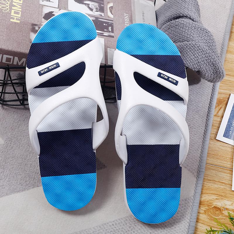 New Men Slippers Summer Slides Breathable Cool Beach Shoes Flip Flops Fish Mouth Bone White Men Slippers Lightweight Big Size 46