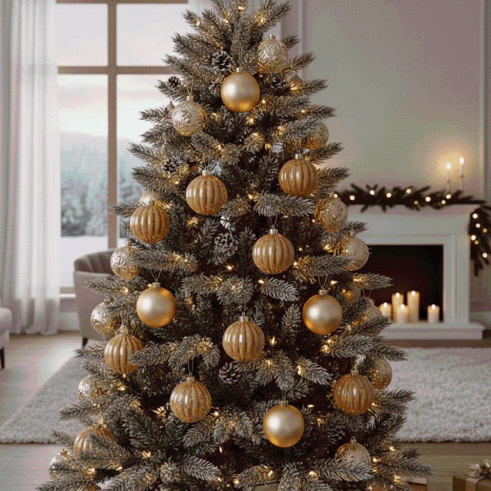 Spherical Flocked Baubles Electroplated Velvet Balls Xmas Decor Tree Pendants  Fireplace