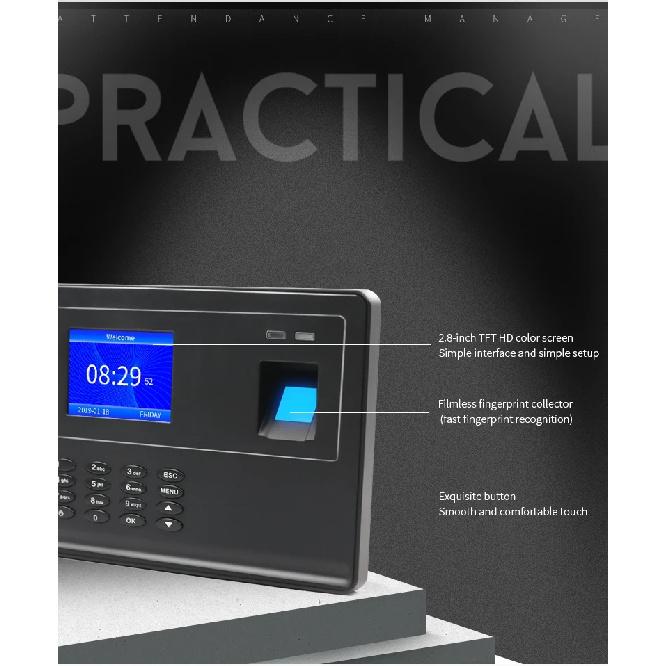 Integrierter Akku 2,8 Zoll Eingebauter Akku Farbdisplay, Softwarefreier Fingerabdruck-Anwesenheitsautomat Mitarbeiter-Anwesenheitssystem