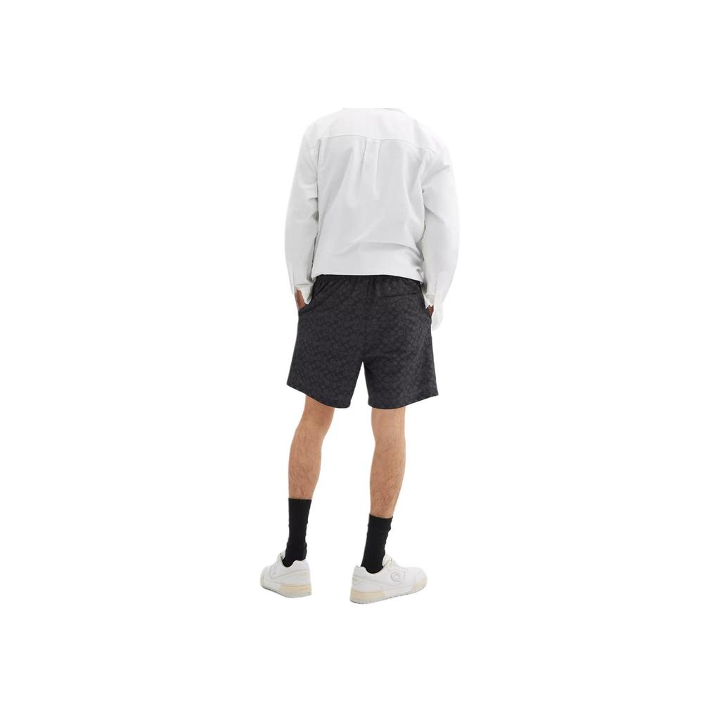 Coach Ss25 Solid Color All Over Print Elastic Drawstring Three Quarter Beach Shorts Men shorts Black CZ537-R8E