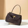 Kelly Bag, High-end Frosted Suede Flap Handbag, Large Capacity Commuting Versatile Single Shoulder Crossbody Bag