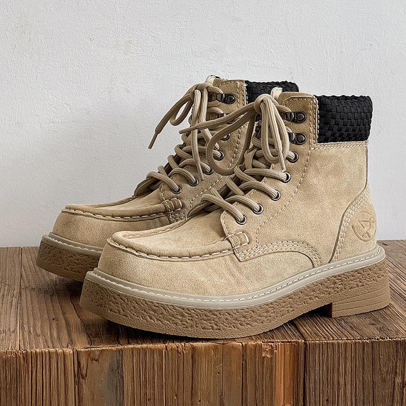 

Tide high-top boots New casual retro rhubarb boots Martin boots 39 светло-коричневого