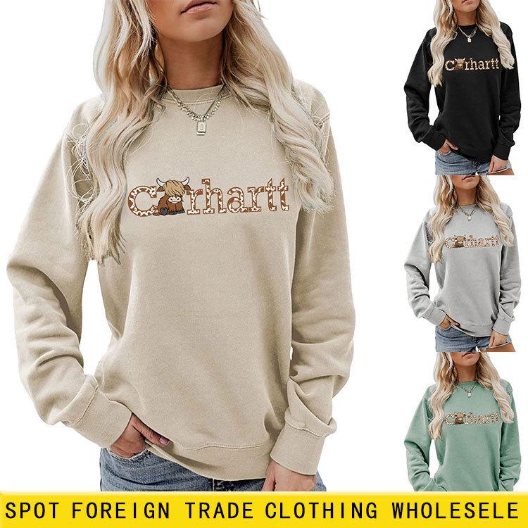 

Carhartt Cow Print Crewneck Sweatshirt - Casual Women s Long Sleeve Top 2XL