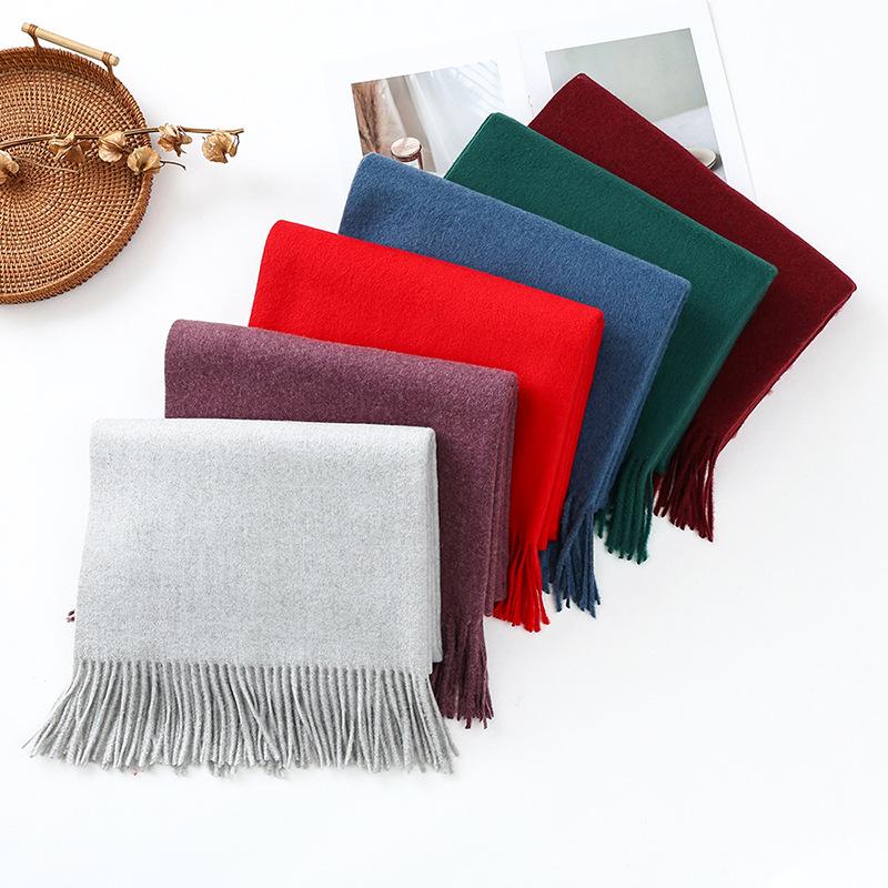 Wool Cashmere Scarf Women's Winter High Quality New Men's Shawl Versatile Korean Solid Color Scarf