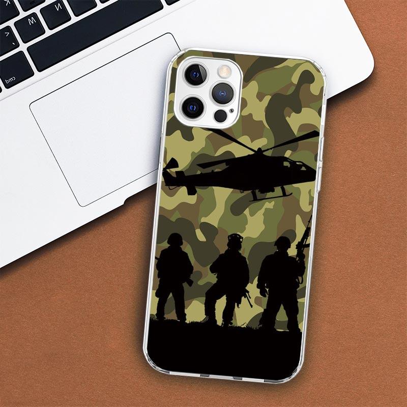 Camouflage Military Phone Case For Apple iPhone 11 12 13 15 14 Pro 7 XR X XS Max 8 Plus + Mini SE Customized Print Soft Cover