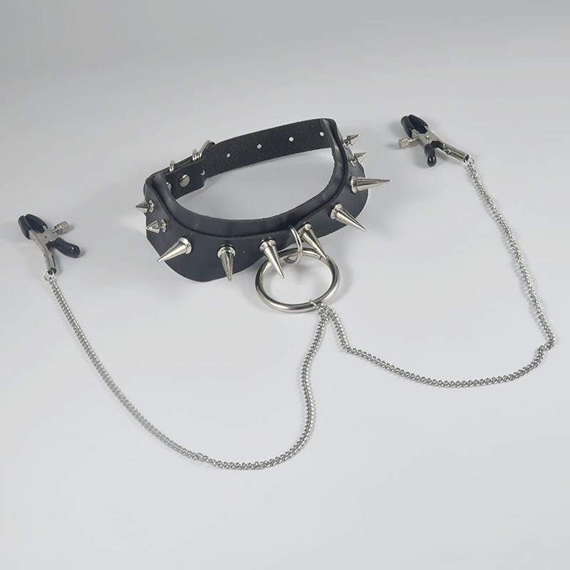 1Pc Nipple Ring With Choker Necklace Punk Style Long Chain Nipple Barbell Piercing Jewelry