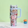 40Oz Handle Car Cup High Value Labubu Stainless Steel Thermos Cup Car Portable Straw Bingba Cup
