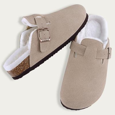 Fashion Shevalues Winter Fell Wildleder Hausschuhe Damen Klassische Fellgefütterte Clogs Haus Flauschige Kork Pantoletten Indoor Outdoor Gemütliche Fell Kork Pantoletten Herren