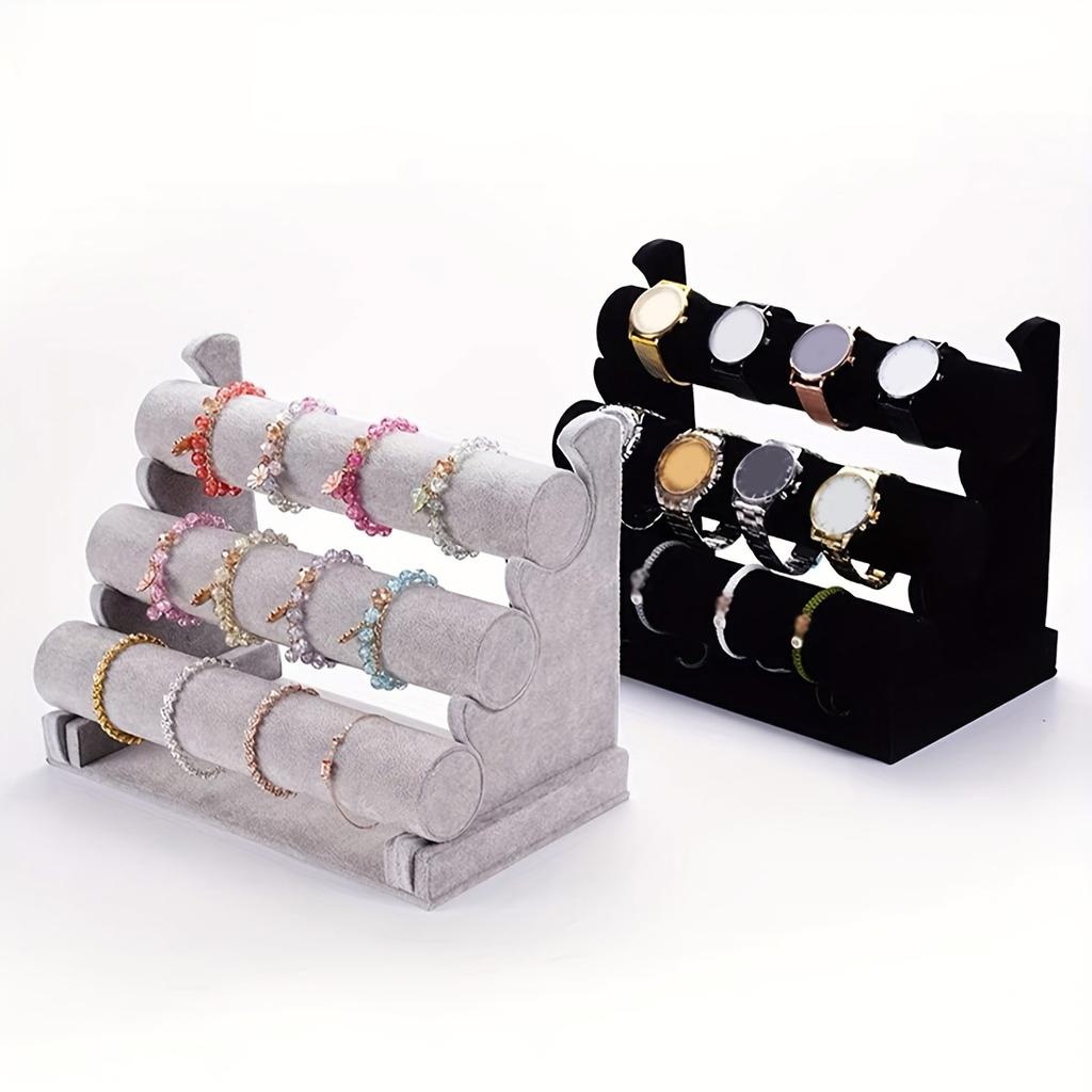 Bracelet display rack, 2-layer 3-layer bracelet storage rack, velvet jewelry rack, suitable for necklaces, headbands, watches