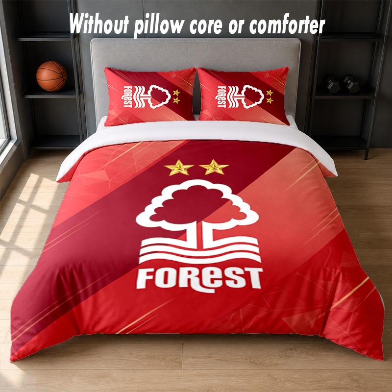 Nottingham Forest Design Bed Bedding Set 1 Duvet Cover + 2 Pillowcases Soft Breathable Household Bed Linens