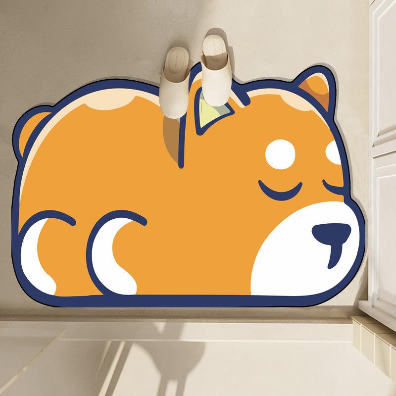 Tapete de Chão de Lama Diatomácea Desenho Animado Tapete de Chão de Banheiro Absorção de Água Secagem Rápida Tapete Antiderrapante Resistente à Sujeira e Fácil de Cuidar Tapete para os Pés