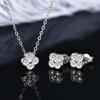 IOGOU 3 In 1 Clover Flower Jewelry Sets for Women 925 Silver 3mm D Moissanite Pendant Necklace Bracelet Stud Earrings Sets Charm