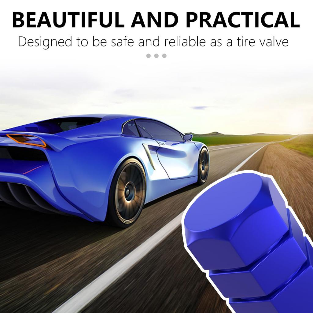 WALWAL Metal Tire Valve Cap, 5 Piece Hex Aluminum Stem