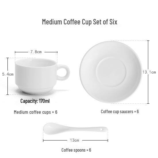 Elegant White Ceramic Coffee Cup & Saucer Set with Spoon – Ideal for Home or Hotel Use