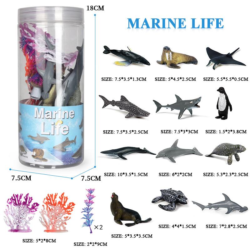 Oenux Miniature Animals Set Wild Sealife Farm Dinosaur Brinquedo Figurine Model Action Figures Zoo Cute Education Kids Toy Gift