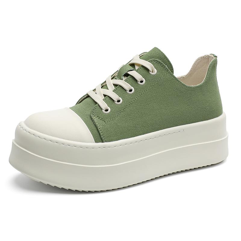 

Youthful And Trendy Men s Casual Solid- Color Canvas Shoes With Lace -Up Thick-Soled Design Comfortable Urban Style Sports Shoes 46 зелёный