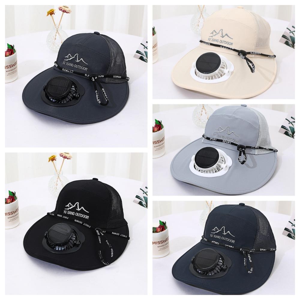 Mesh Wide Brim Fan Cap Breathable Solar Cooling Hat Practical Sun Hat with Solar Fan  Men/Women