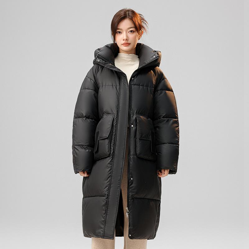 Latest Cotton-padded Jacket Long Thick Coat Relaxed Fit Women Over The Knee Hooded Cotton-padded Jacket Cotton-padded Women